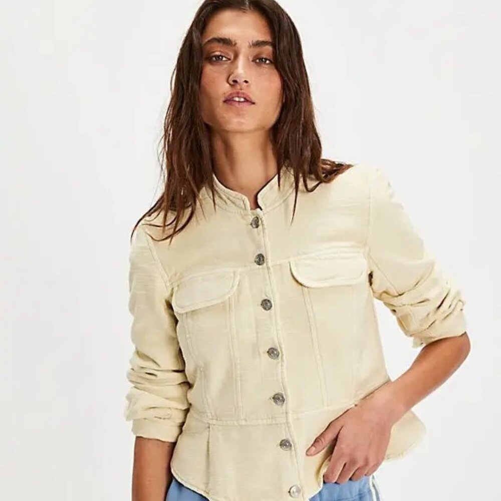 Free People Jocelyn Cotton Jacket Cloud Cream Size Large (L) NWOT